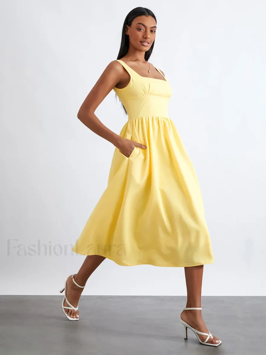 Solid Cami High-Waist Midi Dress Secondary image
