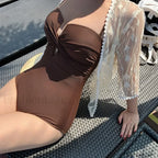 Solid Chic Hollow Out Backless One Piece color 7 / M