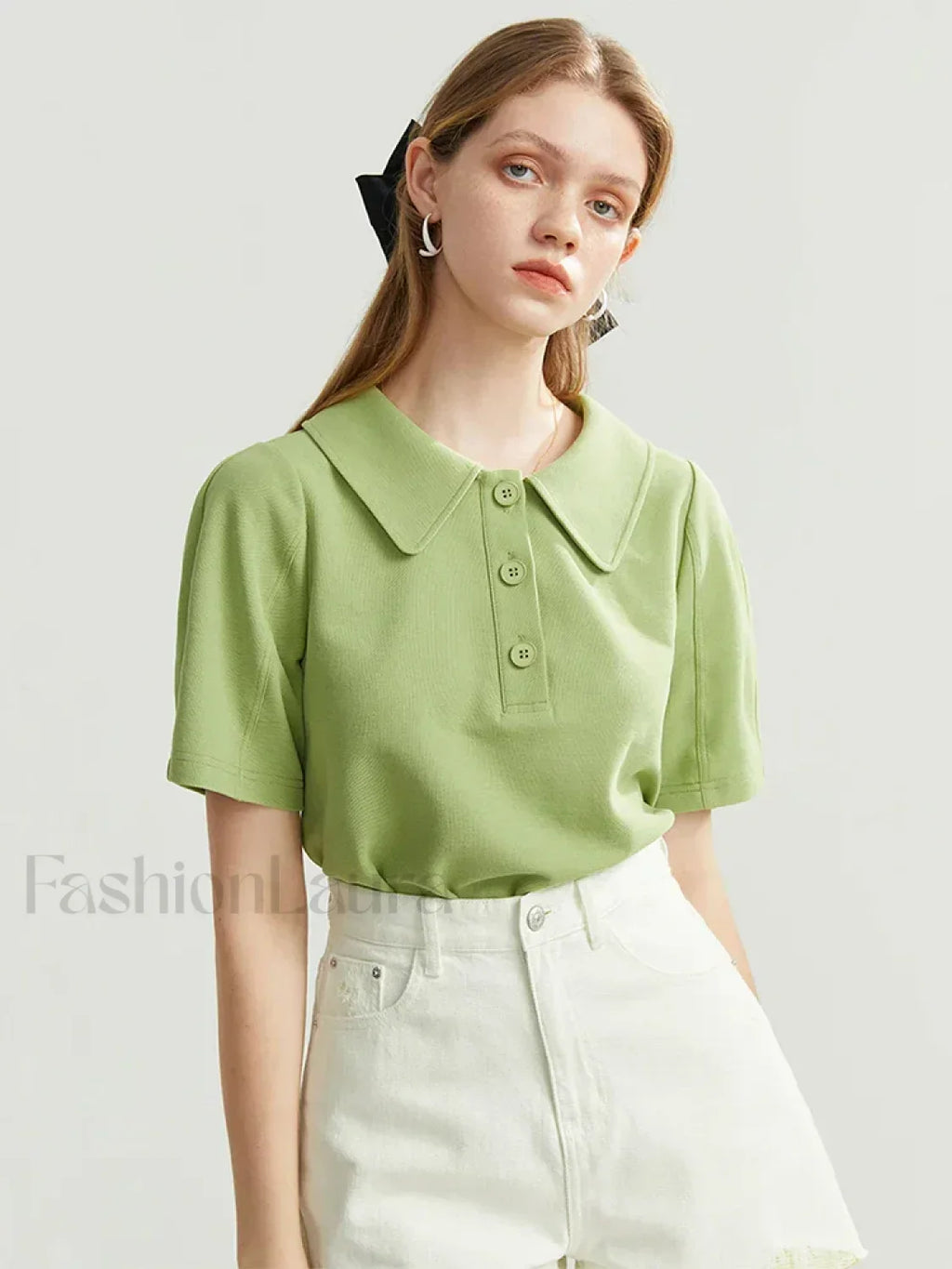 Solid Color Cotton Polo Collar T Shirt