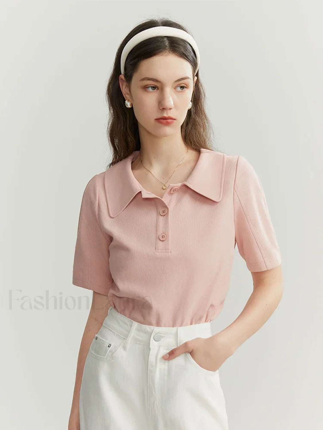 Solid Color Cotton Polo Collar T Shirt