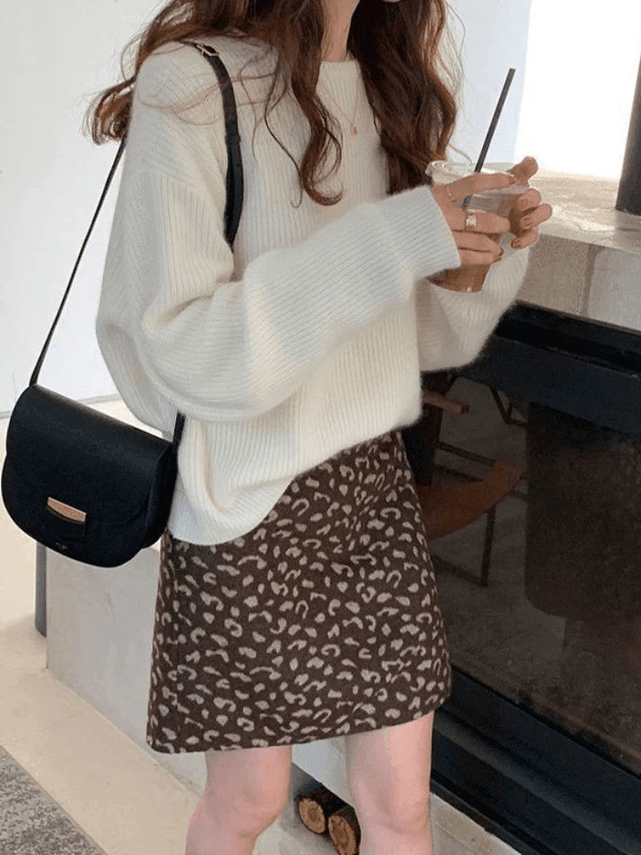 Solid Color Crew Neck Pullover Sweater Sweaters