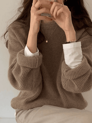 Solid Color Crew Neck Pullover Sweater Sweaters
