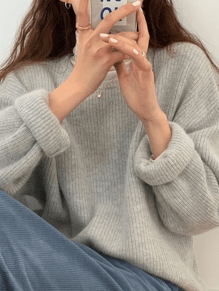 Solid Color Crew Neck Pullover Sweater Sweaters
