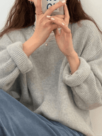 Solid Color Crew Neck Pullover Sweater Sweaters