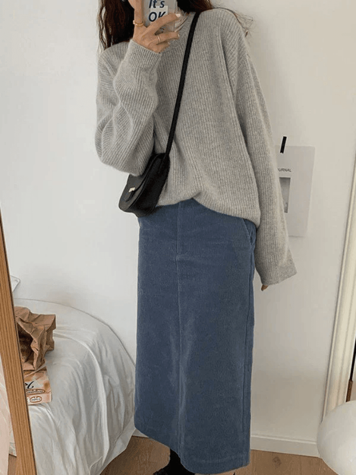Solid Color Crew Neck Pullover Sweater Sweaters