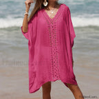 Solid Color Crochet Cutout Loose Cover Up