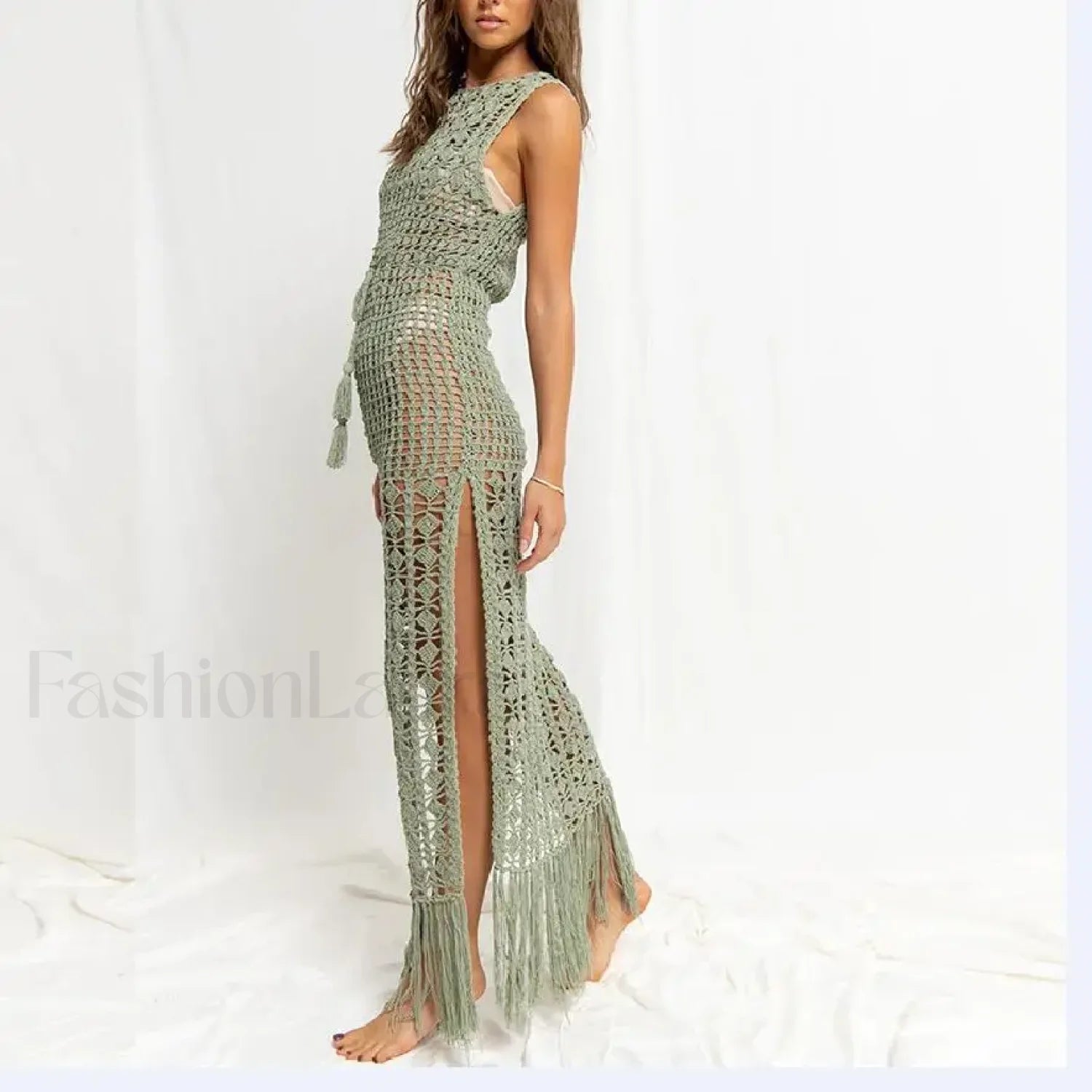 Solid Color Crocheted Hollow Out Sleeveless Cover Up Secondary image