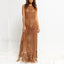 Solid Color Crocheted Hollow Out Sleeveless Cover Up BR OWN / S