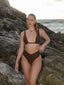 Solid Color High Waist Bikini Set BROWN1 / S