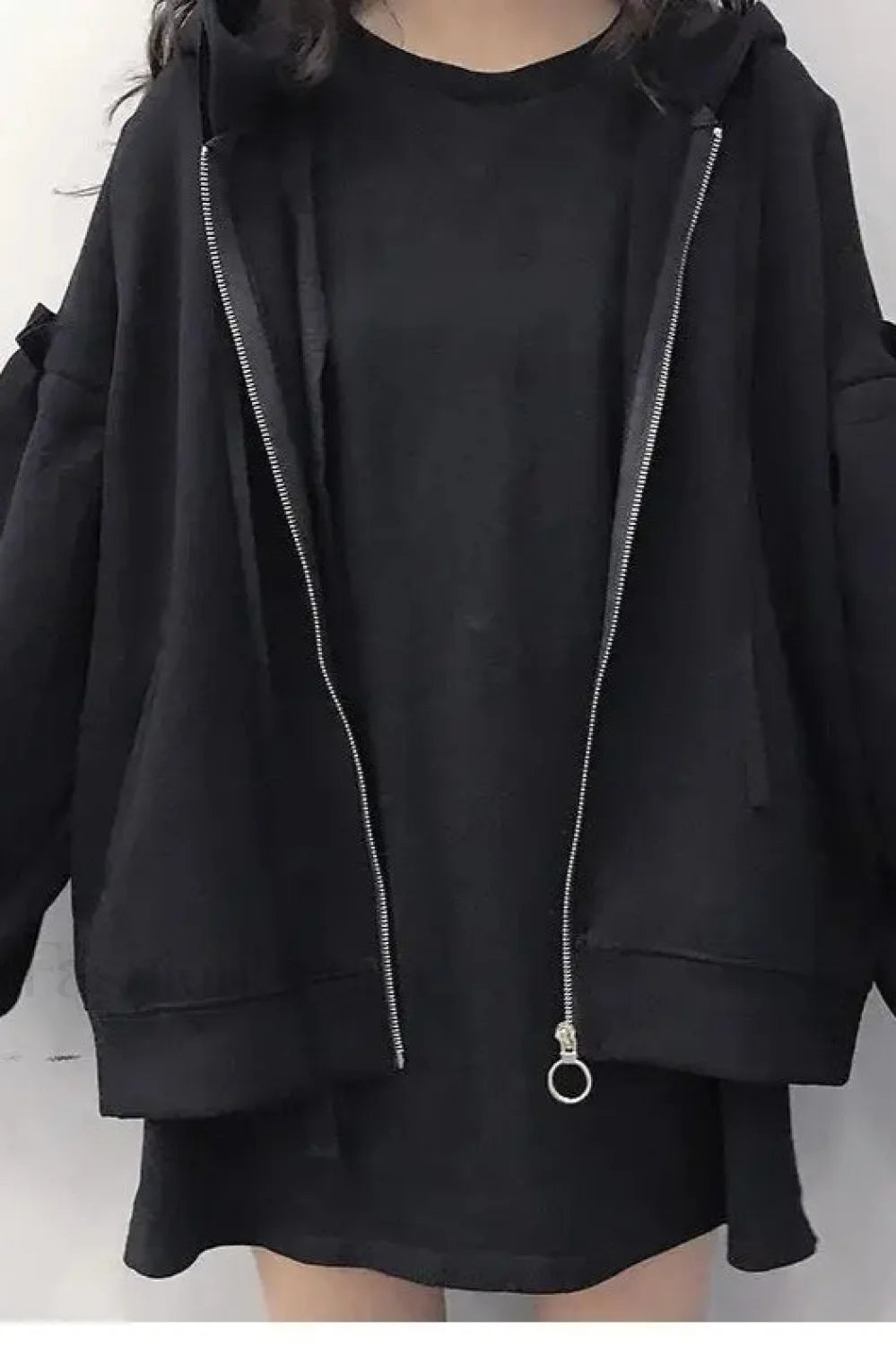 Solid Color Korean Style Hoodie Black / M