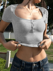 Solid Color Short Sleeve Tee Gray / S Tops&Tees