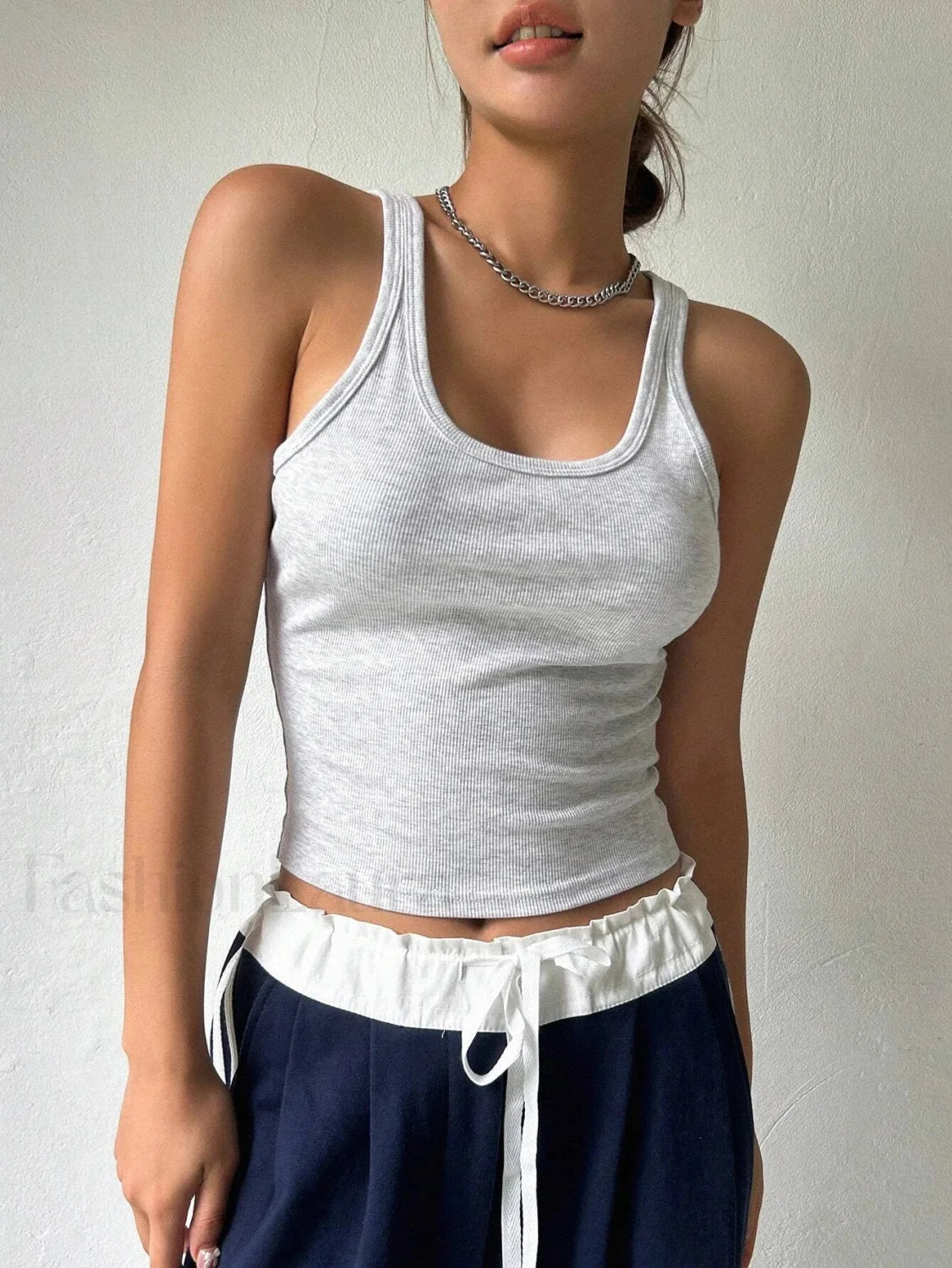 Solid Color Square Collar Fitness Tank Camisole Crop Top Secondary image