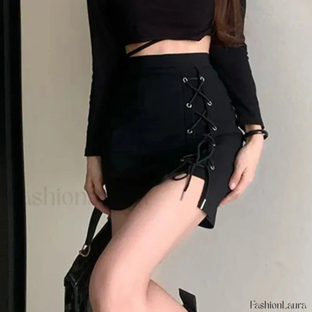 Solid Color Street A line Bandage Skirt
