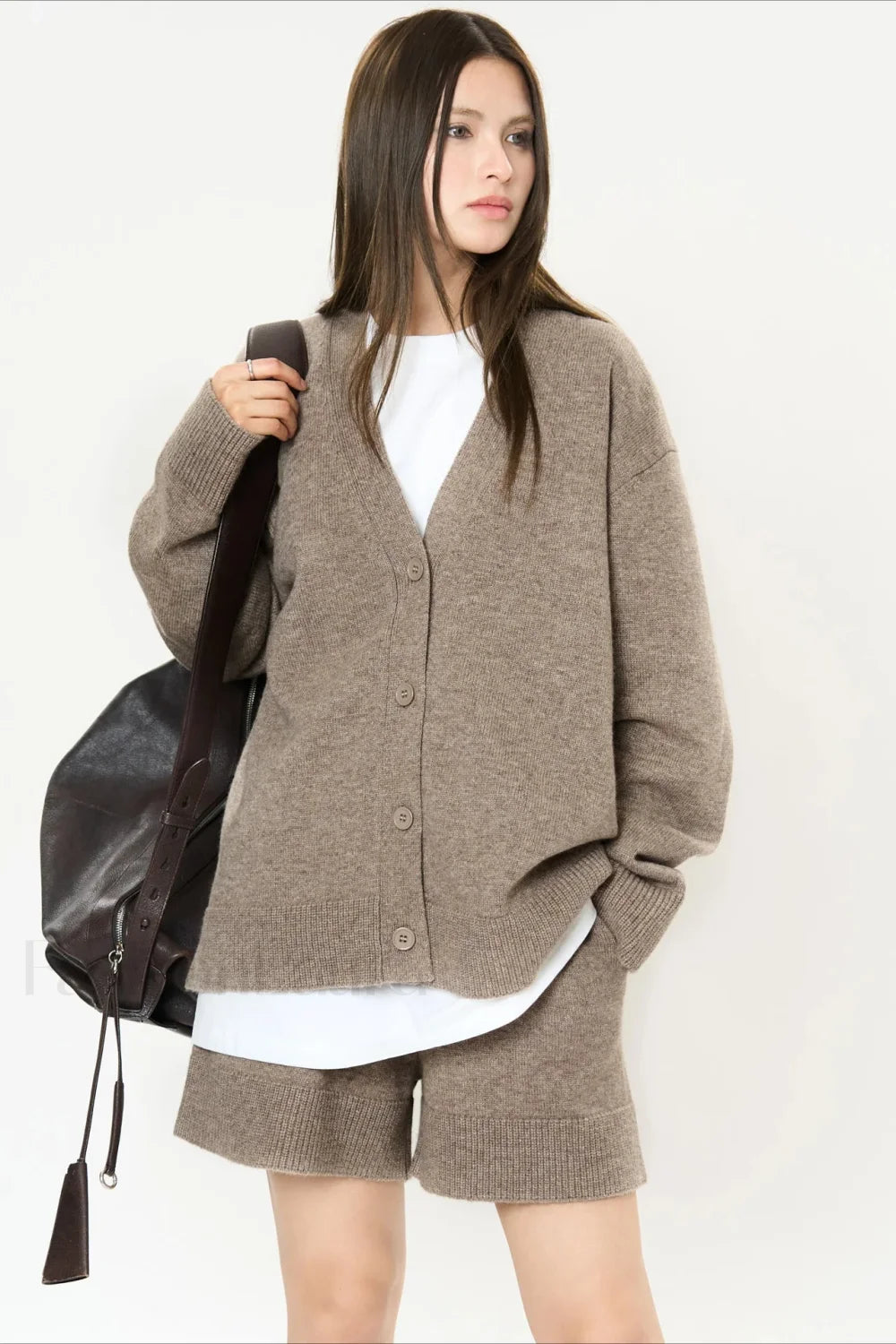 Solid Color V-neck Long Sleeve Cardigan Secondary image