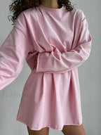 Solid Cotton Long Sleeve Loose T Shirt
