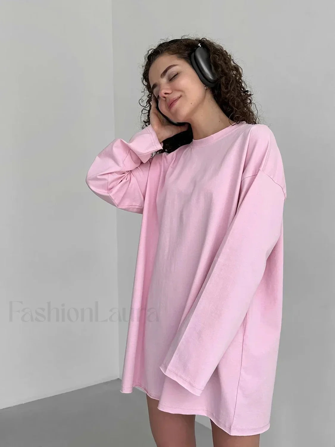 Solid Cotton Long Sleeve Loose T-Shirt Secondary image