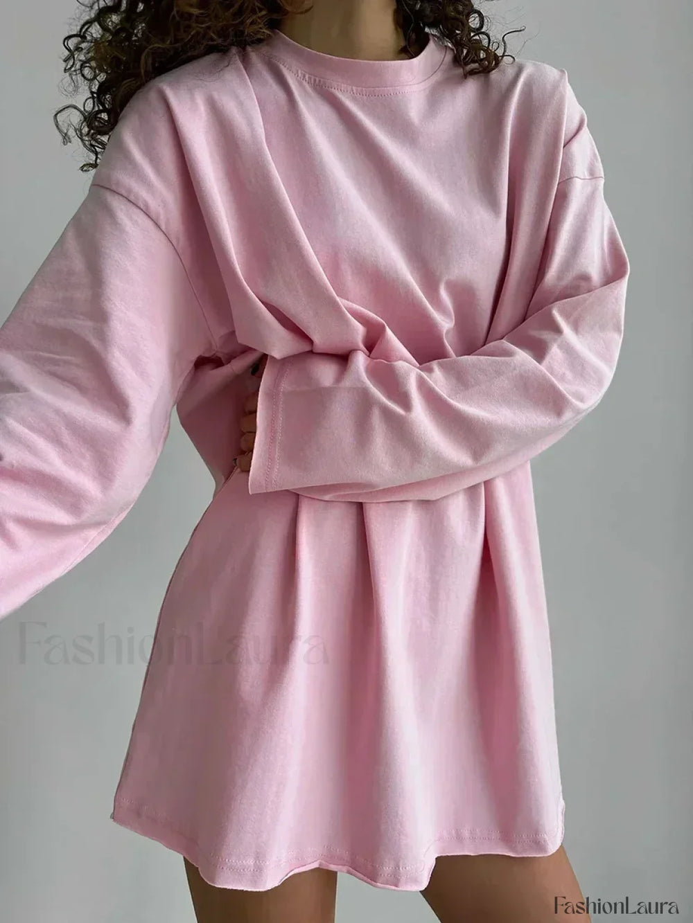 Solid Cotton Long Sleeve Loose T Shirt