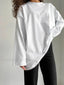 Solid Cotton Long Sleeve Loose T Shirt WHITE / S