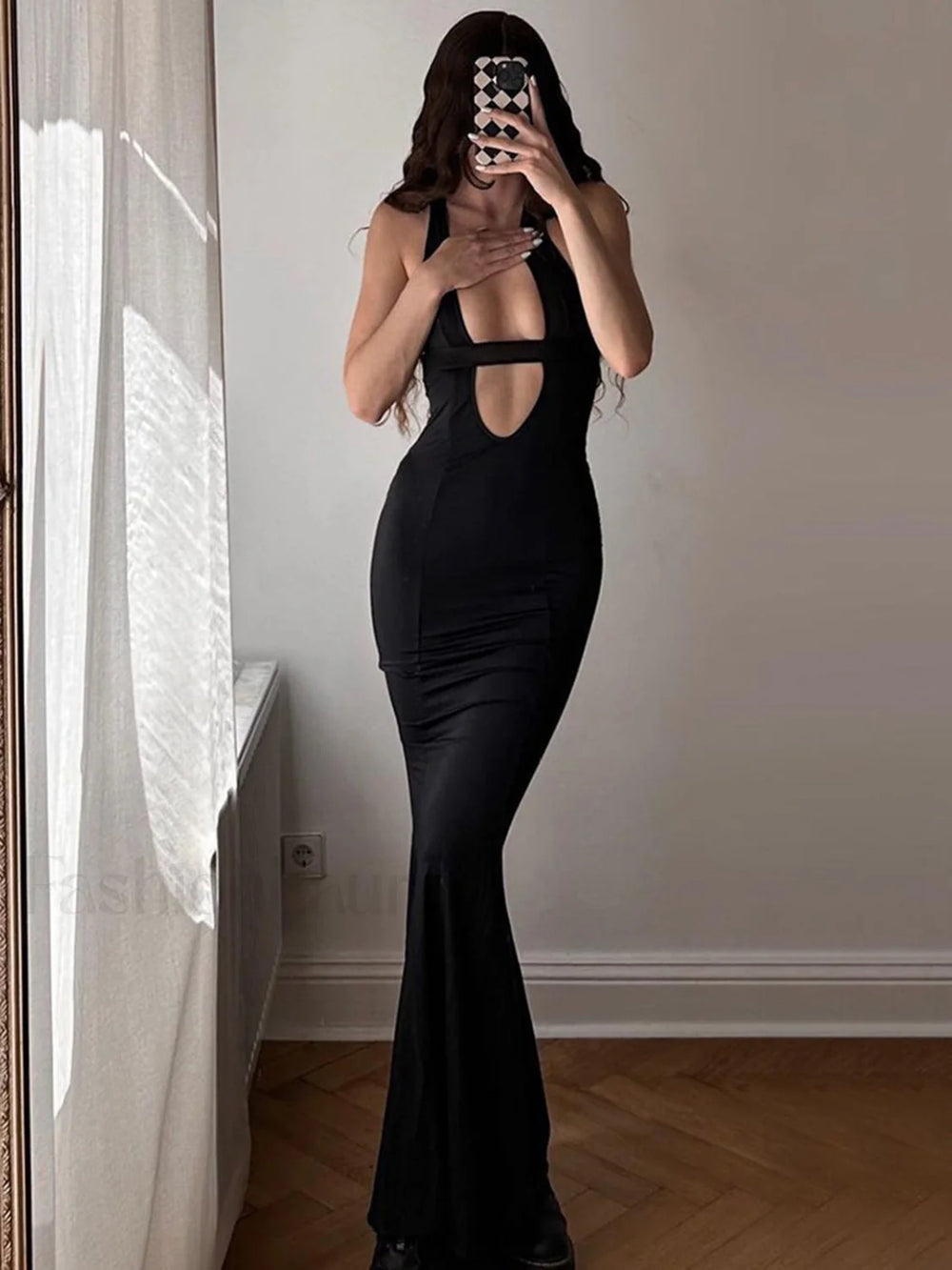 Solid Cutout Cami Long Dress Dresses