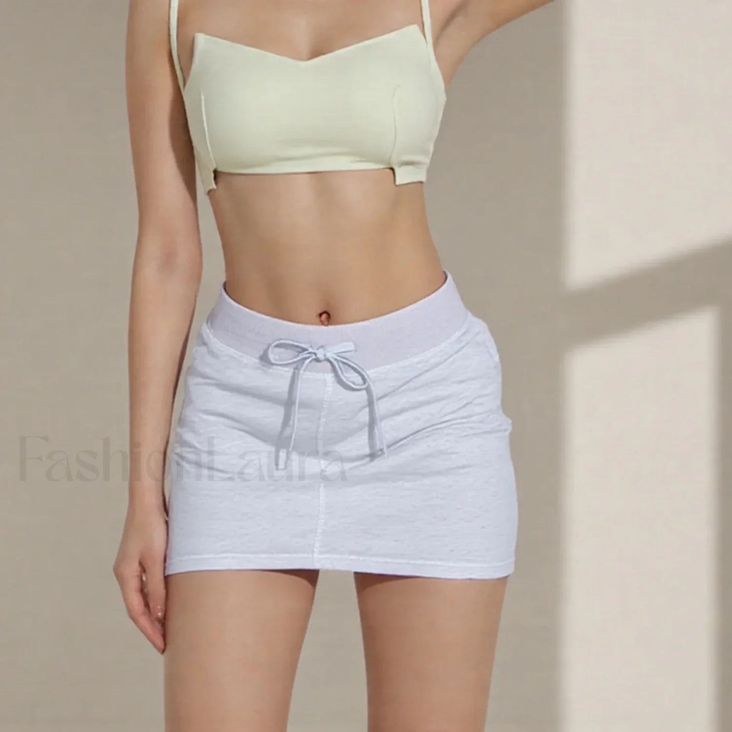 Solid Drawstring Bodycon Skirt WHITE / S Main image