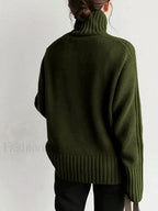 Solid High Neck Knit Sweater Sweaters