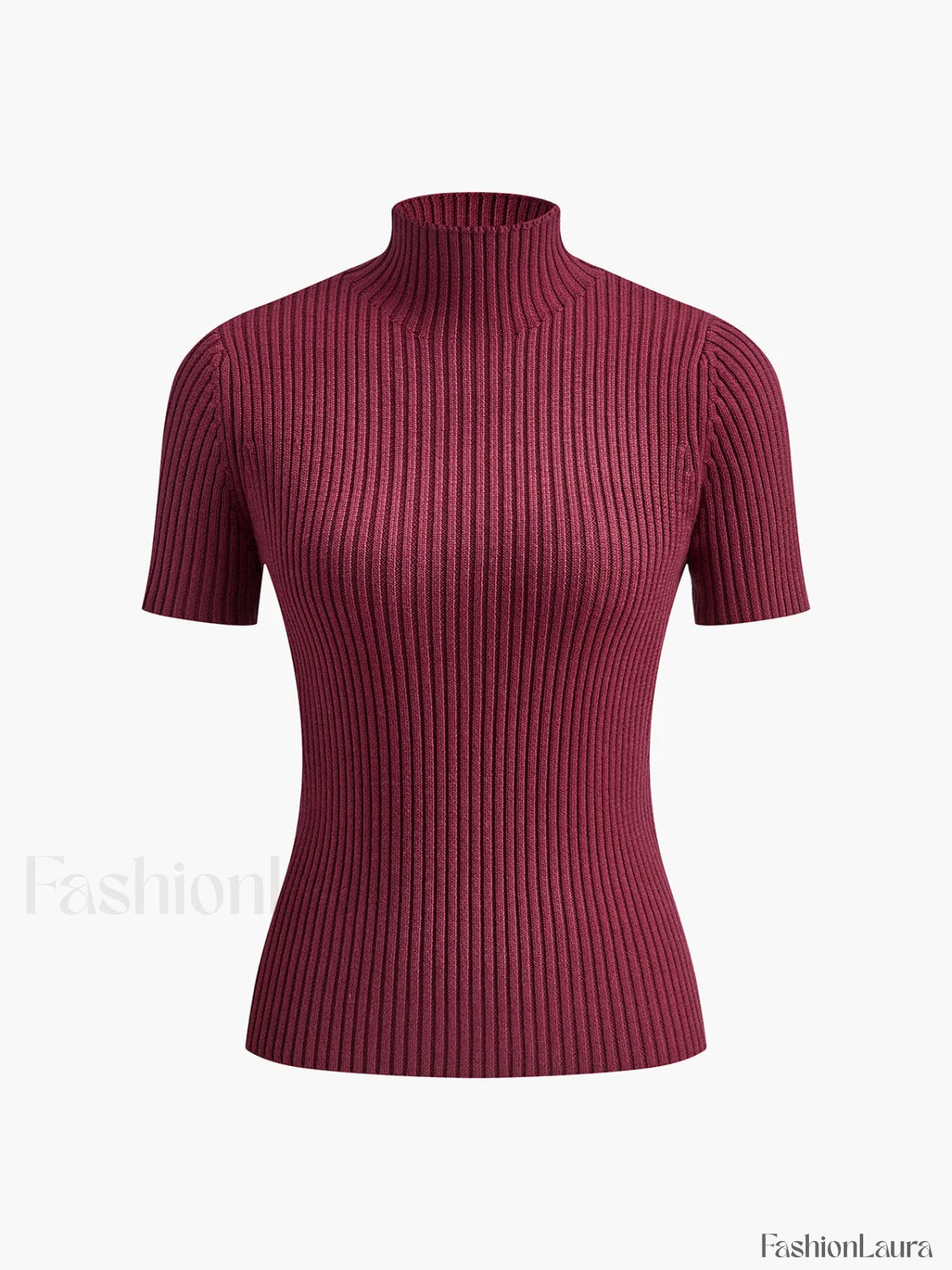 Solid High Neck Split Ribbed Knit Two Pieces Skirt Set Sweater Co ords