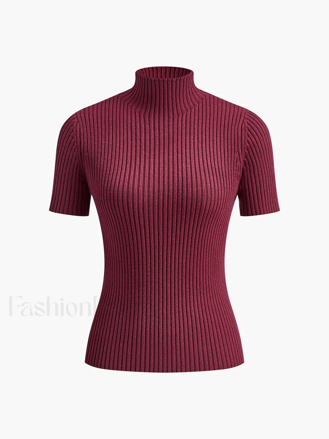 Solid High Neck Split Ribbed Knit Two Pieces Skirt Set Sweater Co ords