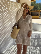 Solid Knit Hollow Out Cover Up