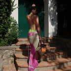 Solid Long Cover Skirt Bikini Three Piece Set