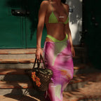 Solid Long Cover Skirt Bikini Three Piece Set YA2691G1 / S