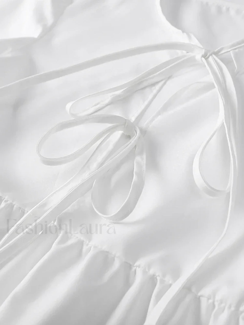 Solid Long White Office Top Blouse