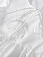 Solid Long White Office Top Blouse