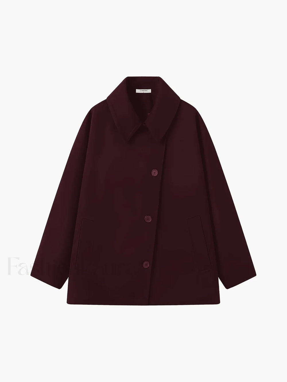 Solid Oversized Pocket Button Coat Burgundy / XS Wool Coats
