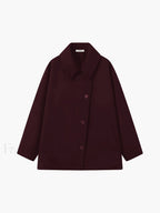 Solid Oversized Pocket Button Coat Burgundy / XS Wool Coats