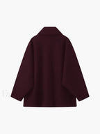 Solid Oversized Pocket Button Coat Wool Coats
