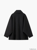 Solid Oversized Pocket Button Coat Wool Coats