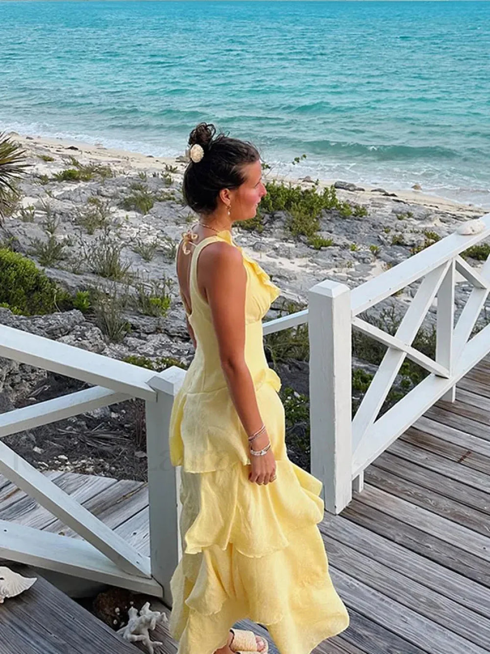 Solid Pleated Strapless Midi Dress