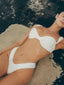 Solid Ruffle Cut Out Bikini Set WHITE1 / S