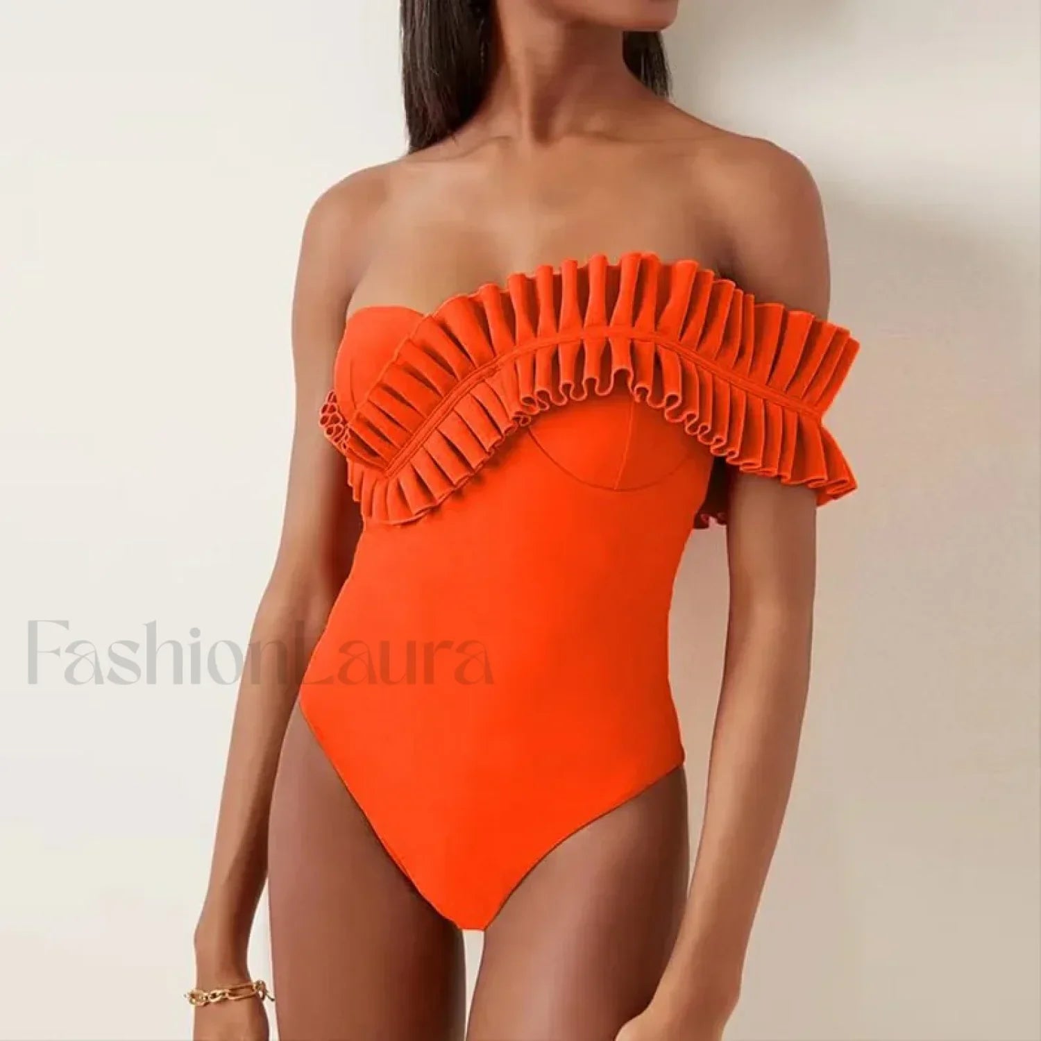Solid Ruffle Yellow One Piece orange / S Main image