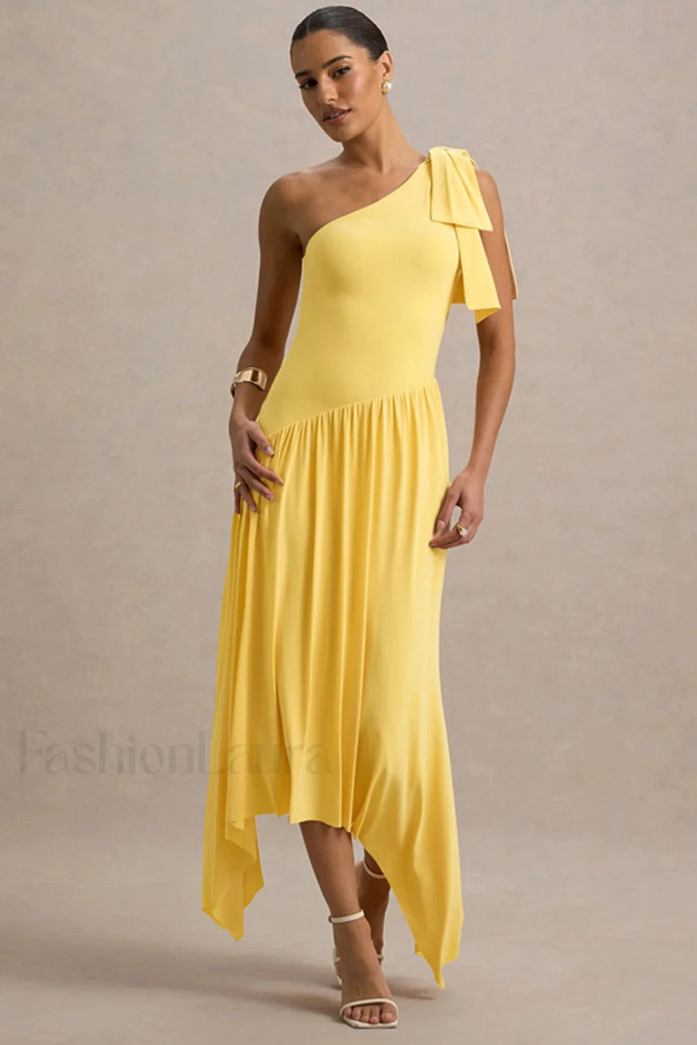 Solid Sleeveless One-Shoulder Maxi Dress Secondary image