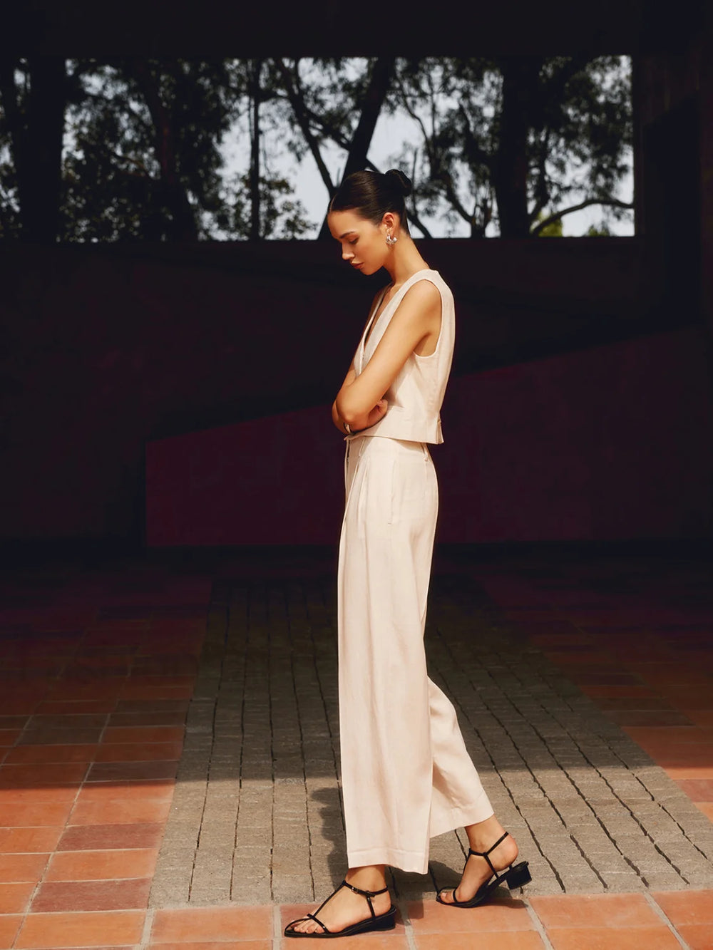 Solid Suit Graceful Straight Leg Pants Pants