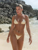 Solid Thong Micro Bikini Set white / S