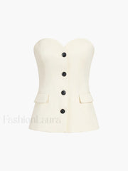 Solid Tube Top With Modern Wide Leg Pants Set Pant Sets