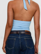 Solid Vintage Halter Crop Top