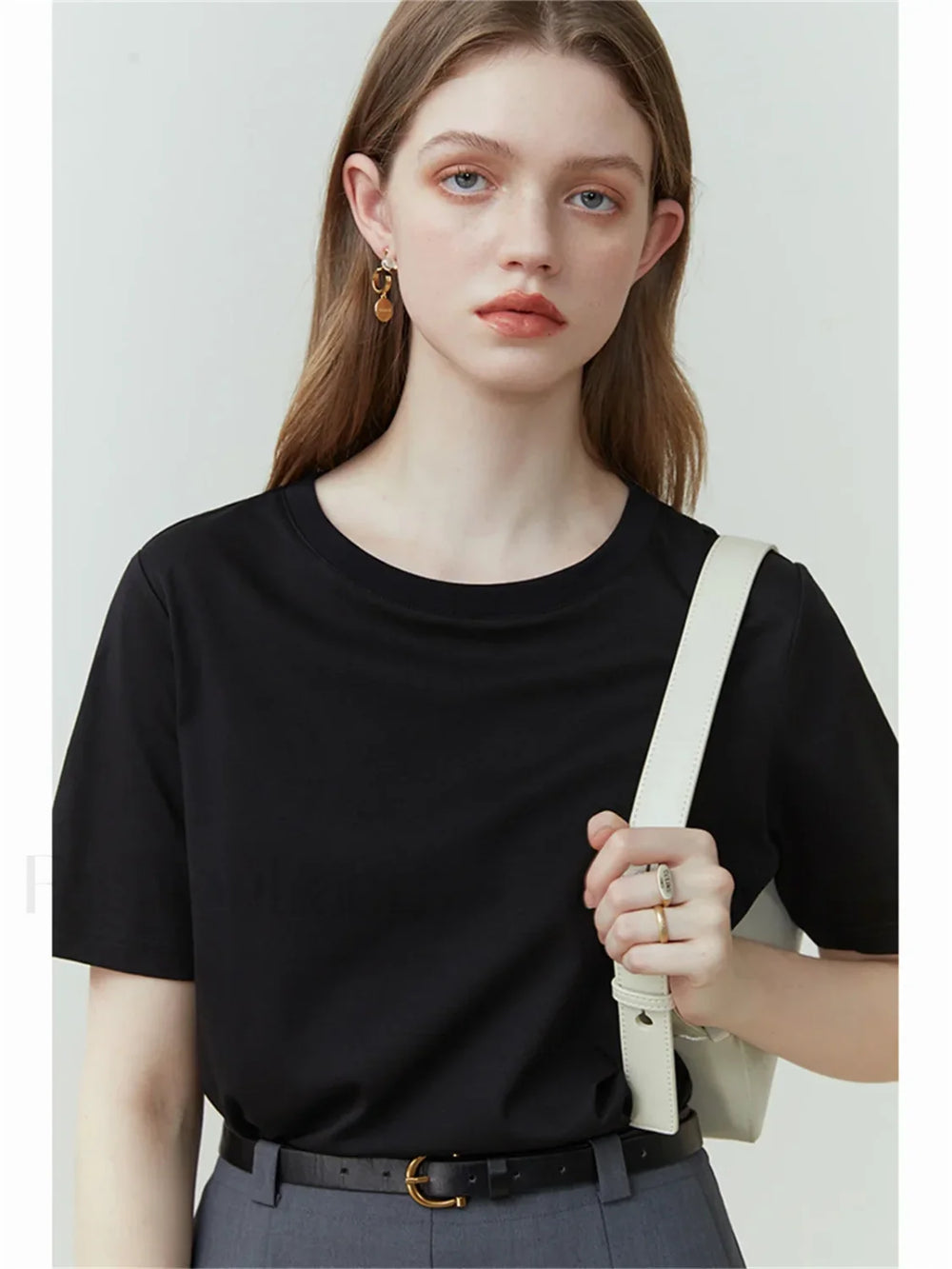 Solid White Round Neck T Shirt