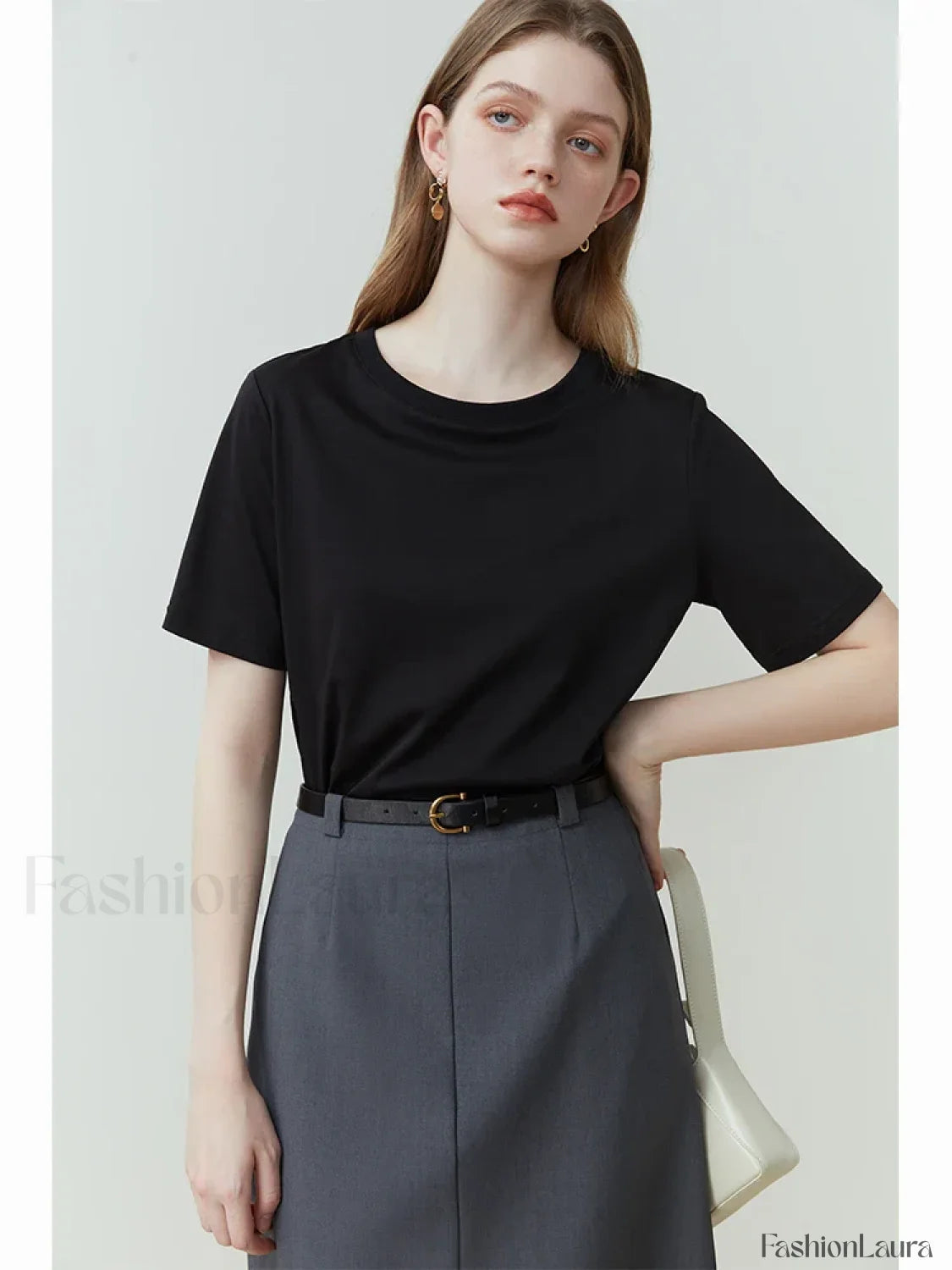 Solid White Round Neck T Shirt