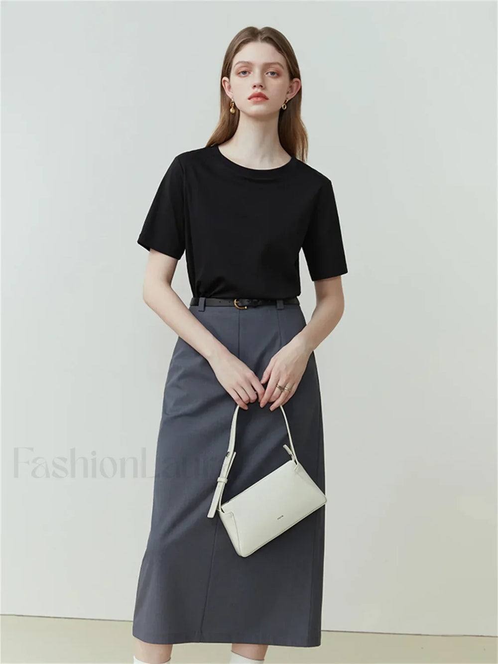 Solid White Round Neck T Shirt