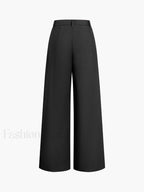 Solid Wide Leg Pants Without Belt Pants
