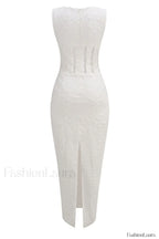 Sophina English Embroidery Charming Deep V Maxi Dress