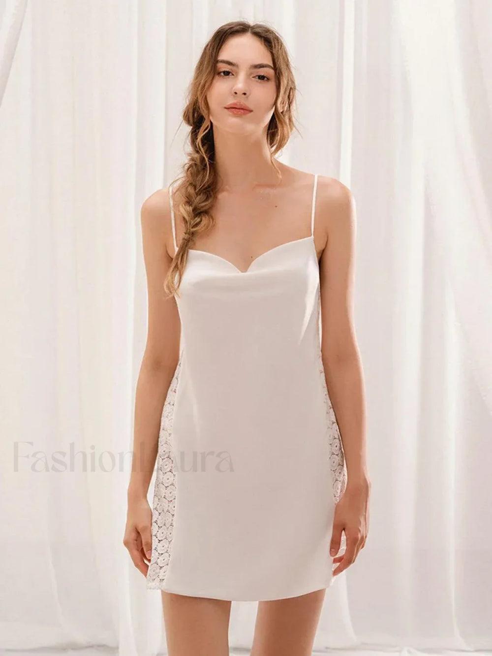 Spaghetti Strap Backless Dress Two Piece Set WHITE / S